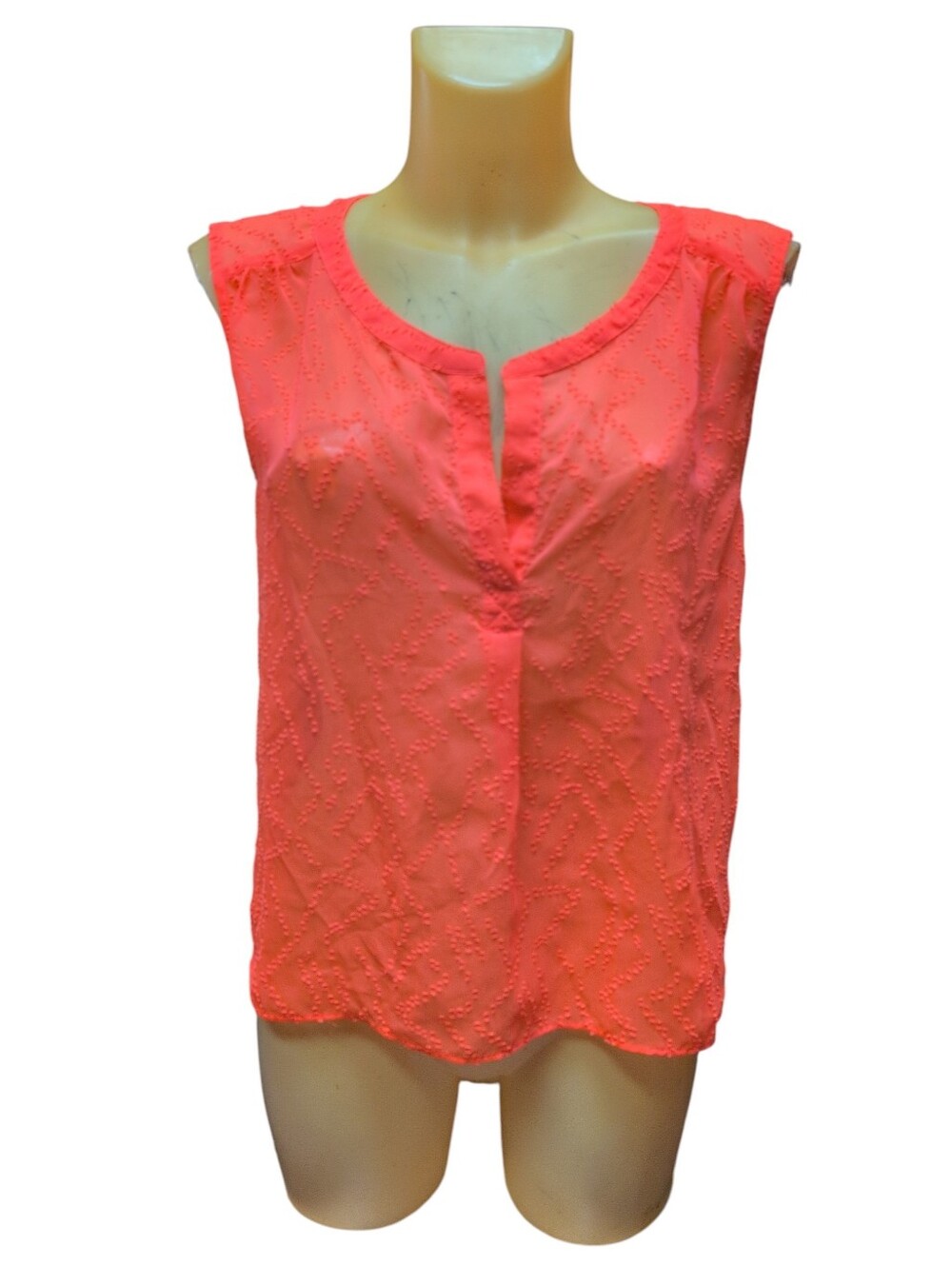 AMERICAN EAGLE Bright Neon Orange Sheer Sleeveless Top